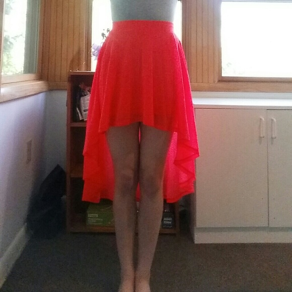 Neon Pink High-low Skirt
