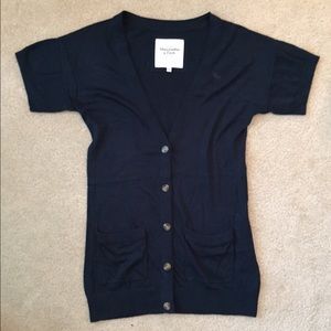 NWOT Tunic Length A&F Navy Blue Button Cardigan 💙