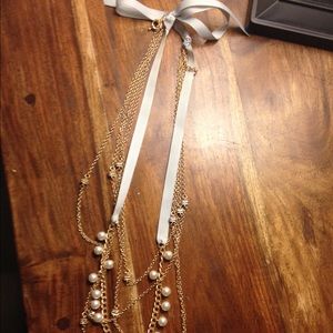 LOFT pearl and ribbon necklace