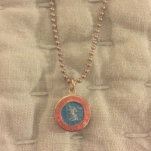 St. Christopher Necklace Blue and Pink