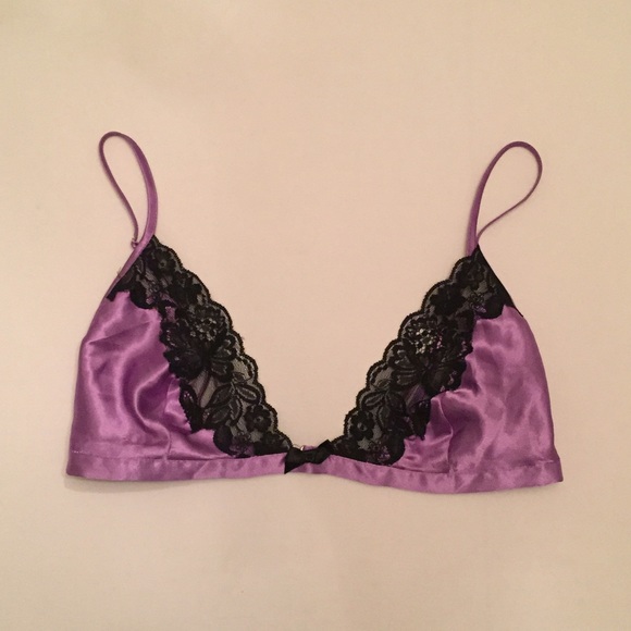 🔮 Amethyst and black lace satin bralette