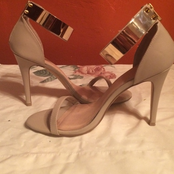 Asos off white high heel sandals with gold strap