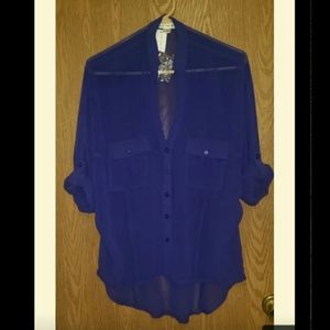 High Low Sheer button up