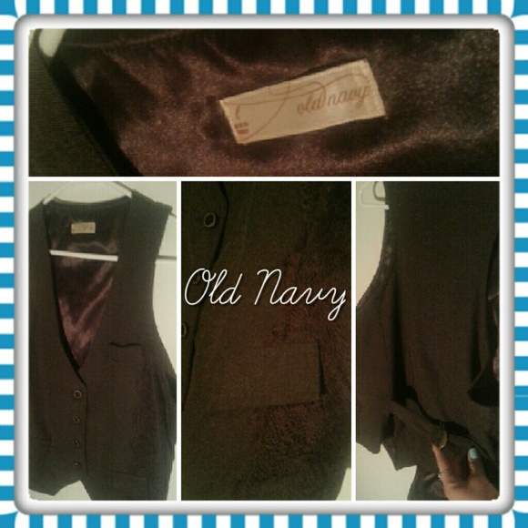 Brown vest with lace detail.