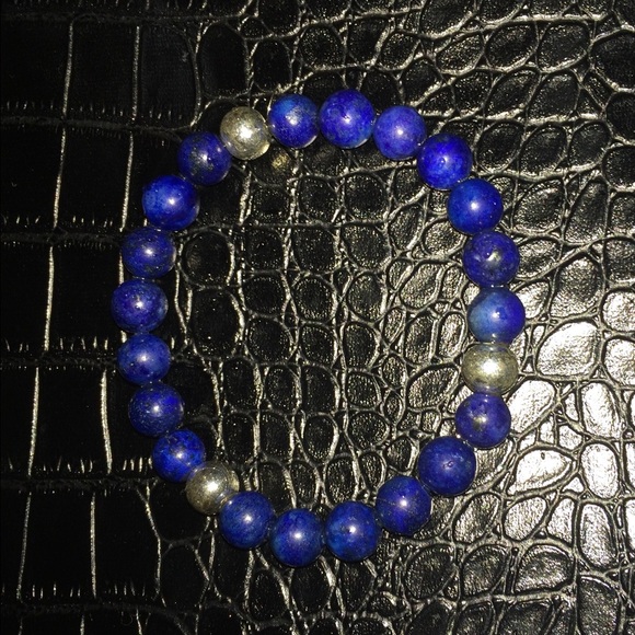 Lapis & Silver Bead Bracelet