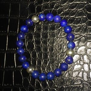 Lapis & Silver Bead Bracelet