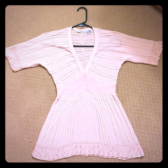 Delicate soft pink crochet sweater top