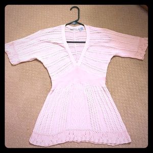 Delicate soft pink crochet sweater top