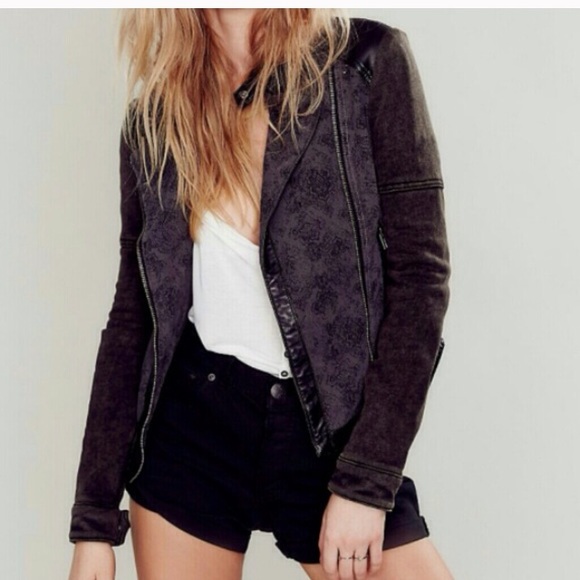Free People Jackets & Blazers - 🎉Hp💋Free People Jacquard Vegan Leather Jacket💋
