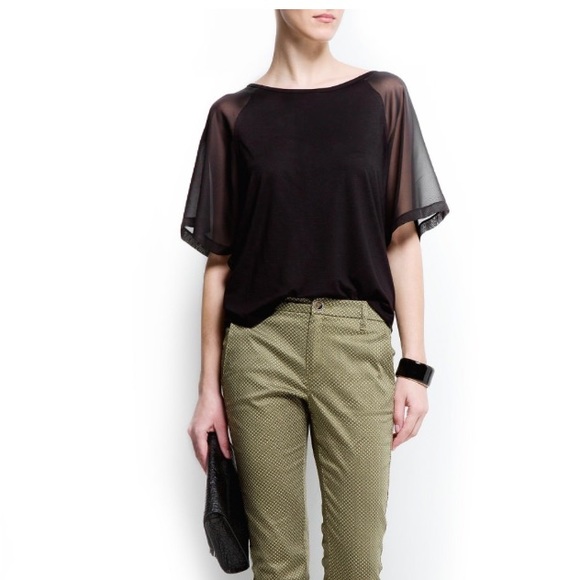 Mango sheer dolman sleeve lightweight top