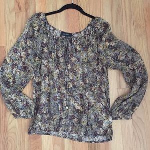 100% silk sheer floral  top