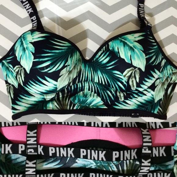 Tropical Palm Cage Back Push Up Bra Panty Set - Picture 3 of 4