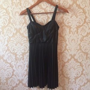 Kirra Faux Leather Bustier Pleated Dress