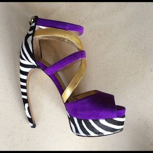 Walter Steiger Zebra Pony Hair Pumps & Curve Heel