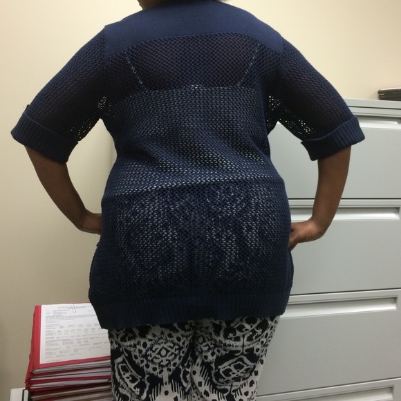 Navy blue knit sweater or cover up - Picture 2 of 2