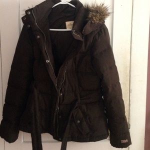 Brown hollister feather coat