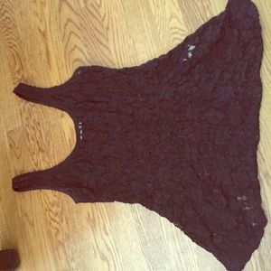 Black floral lace peplum top