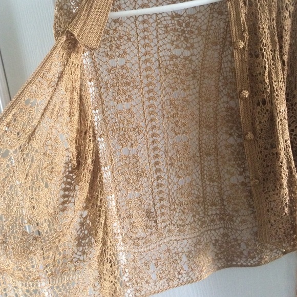 Gold Crochet Knit Sweater - Picture 3 of 4