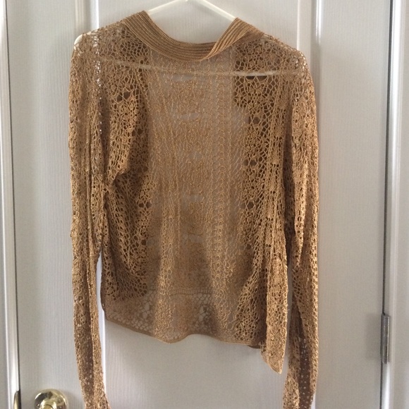 Gold Crochet Knit Sweater - Picture 4 of 4