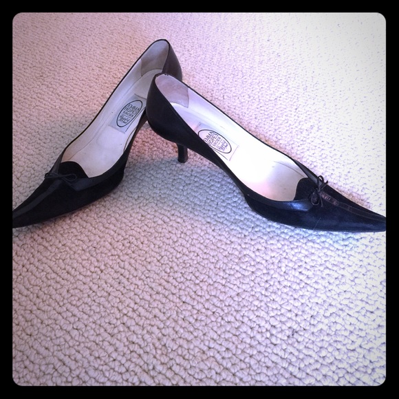 Emma Hope's black leather kitten heels