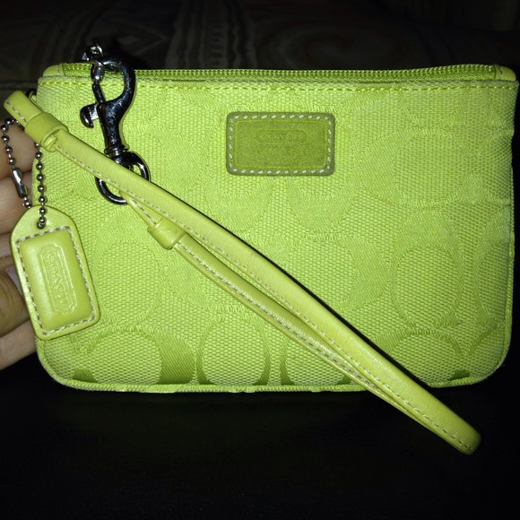 Lime Green Coach Wristlet