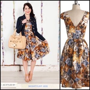 Modcloth Hooked on a Feline Dress Sze L BNWOT