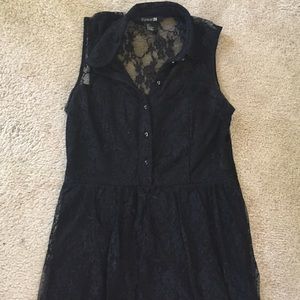 Collared black lace dress