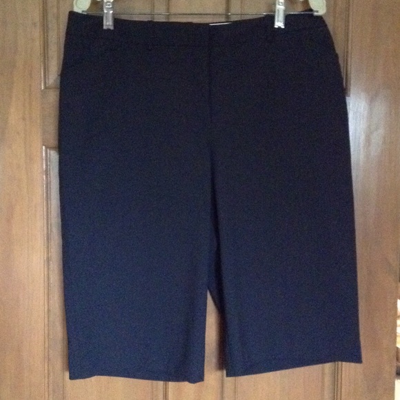 Black pinstriped dress shorts