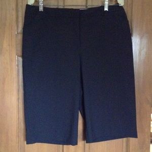 Black pinstriped dress shorts