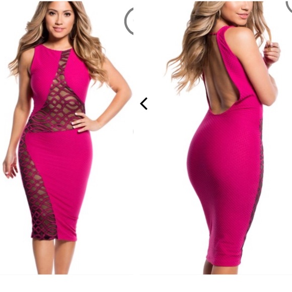 Fuchsia Mesh Open Back Midi😀✔️Negotiation❌Trade