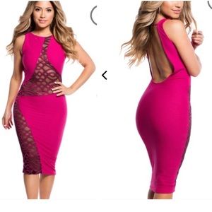 Fuchsia Mesh Open Back Midi😀✔️Negotiation❌Trade