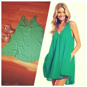 Green shift dress