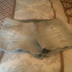 Ripped light denim short shorts size 20