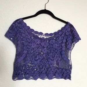 purple crochet crop top
