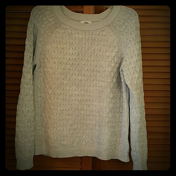 Soft-gray colored nubby knit sweater