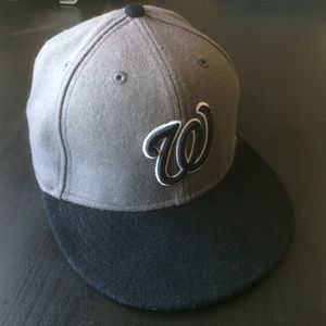Black and Gray Washington National wool fitted hat