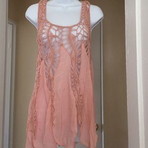 Blush pink long cover up or tank