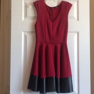 Red & Black Leather Accent Dress
