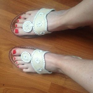 Beige and white jack rogers