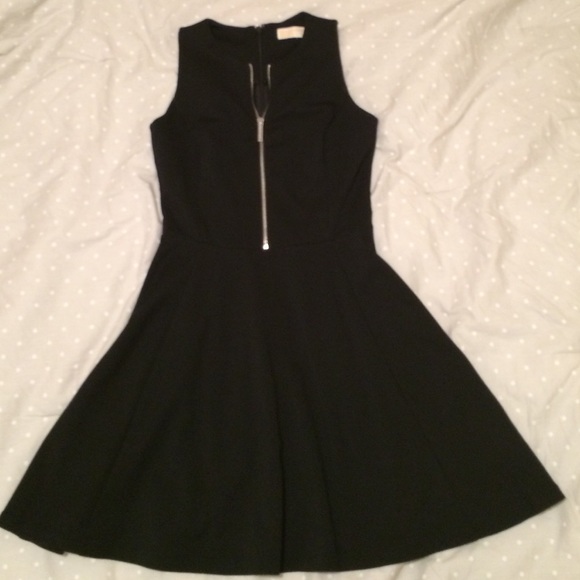 MICHAEL KORS Black Zip Up Flare Dress