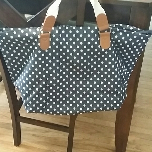 Cute navy blue and white pokadot tote
