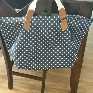 Cute navy blue and white pokadot tote