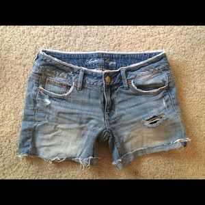 American eagle light wash midi shorts