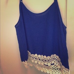 Blue crochet tank