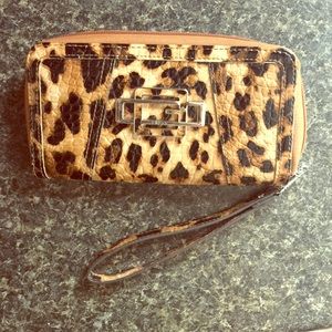Leopard print guess wallet
