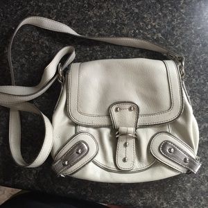 Nine West cream colored small messenger purse