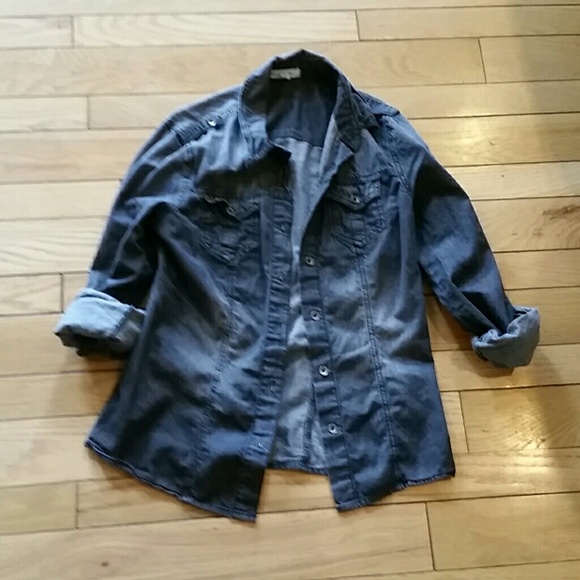 Forever 21 black denim button down