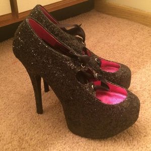 Bordello black Glitter Heels