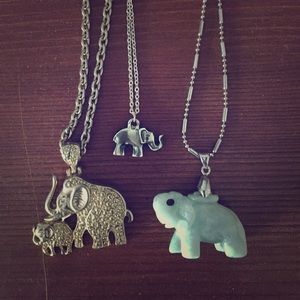 Set of three elephant necklaces