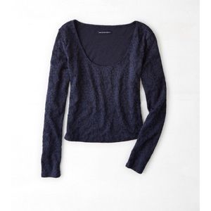 AE Navy Lace Top